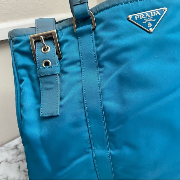 Prada Tessuto Blue Nylon Purse Tote Bag Authentic BR2506 - Picture 3 of 16